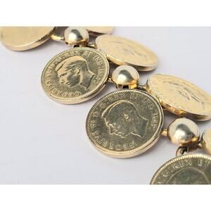 Canada Coin Charm Bracelet Vintage 1940s Gold Funky Chic